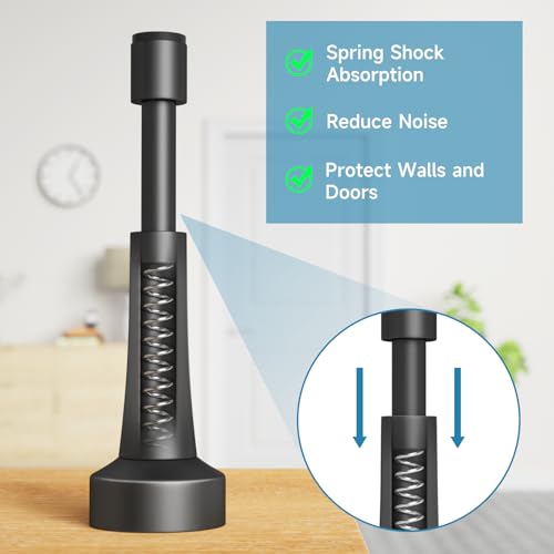 2PCS Black Door Stopper with Spring, Wall Protector, 4.33in - Briekie? Brieieziy (Variation: 2 / Black)