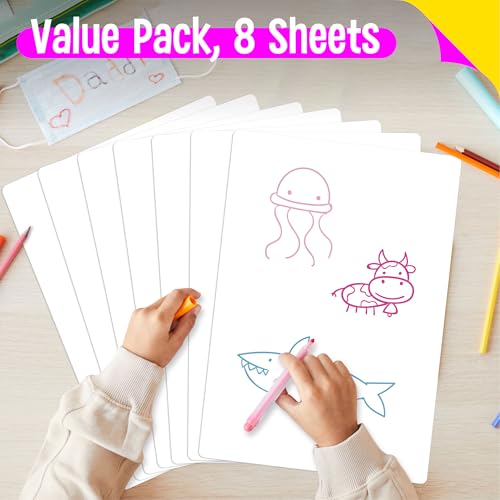 8 Packs Small Whiteboards, Double Sided Dry Erase Blank Board, Writable and Erasable White Board for Office, Home, Classroom, Math, Drawing (Each Measures 12¡± x 9¡±)