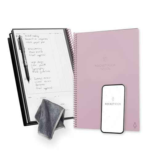 Rocketbook Fusion Hybrid Reusable Planner and Notebook in One, Additional Blank Pages, Goal and Project Tracker, Undated Planner, Letter Size 8.5x11, Pink (Pack of 1)