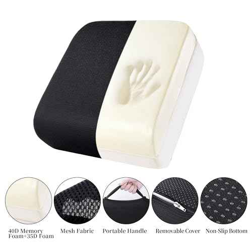 MABOZOO Extra Thick Chair Cushions,Office Chair Booster Seat Cushion to Raise Seat Height for Pain Relief,18 x 16 x 6 inch Non Slip Memory Foam Thick Cushion with Carry Handle£¨Black£©
