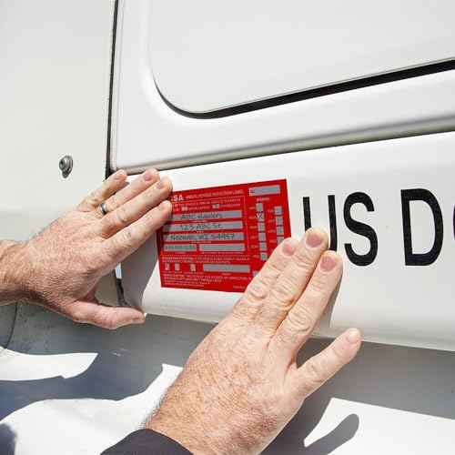 J. J. Keller 20-Pack, Aluminum Annual Vehicle Inspection Label with Punch Boxes, Red FMCSA Label, DOT Compliant