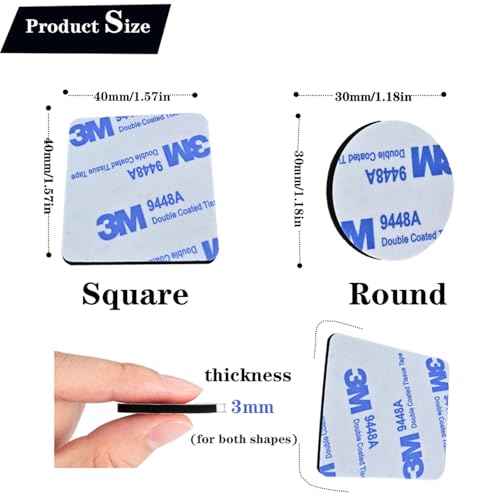 Double Sided Foam Tape, Heavy Duty Mounting Tape, 56 Pcs 3mm Thickness Self-Adhesive Tape, Super-Sticky Black Strong Pads, Waterproof for Walls, Doors, Wood, Metals, Glass, Papers