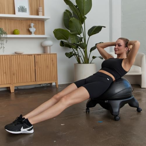 Aeromat Adjustable Active Sitting Exercise Ball Chair with Spine Support