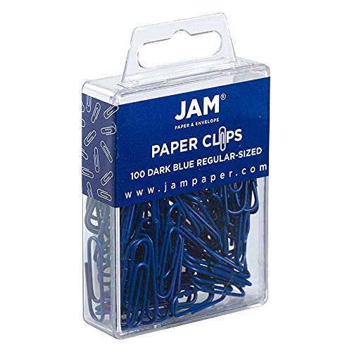 JAM Paper Dark Blue 1 Inch Colorful Paper Clips, 100/Pack