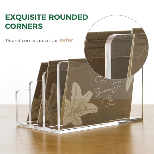 3 Compartments Acrylic Mail Organizer - Vertical Letter & Document Sorter for Office & Home