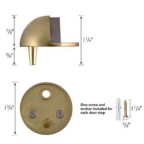 Dome Door Stop Wall Protectors with Rubber Stopper ? Satin Brass Floor Mounted Door Stoppers 10-Pack ? Design House, 188367