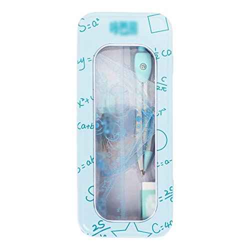 LABANCA 8 Pcs Compass Set with Protractor Rulers Pencil for Math Geometry (06970Blue)