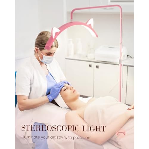 Eyelash LED Floor Lamp, Adjustable Half Moon Esthetician Beauty Light for Eyelash Extension, Tattoo, Skincare, Eyebrows, Filming Content Creation