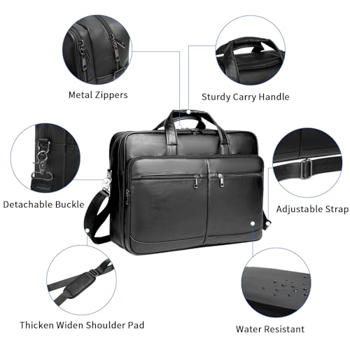 seyfocnia Men¡¯s Leather Messenger Bag, 15.6 Inch 17.3 Inch Laptop Briefcase Satchel Computer Shoulder Bag Business Handbag