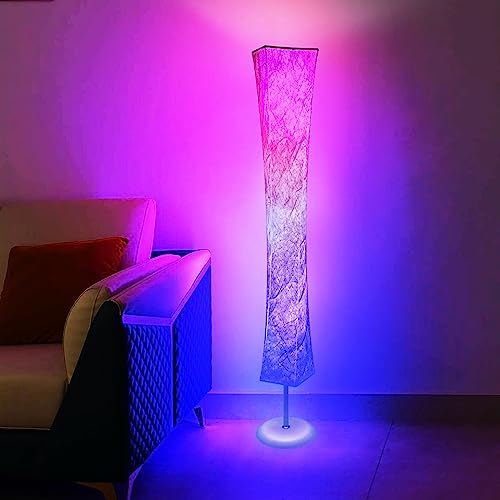 WORLD WIN Floor Lamp, 61'' Smart RGB LED Corner Lamp with Music Sync and 16 Million DIY Colors, 3 Color Temperature, APP & Remote Control, Color Changing Standing Floor Lamp with Stand