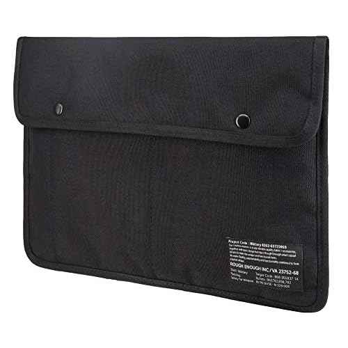 Rough Enough 13 14 Inch Laptop Sleeve Case Bag with Accessory Pocket for Notebook Computer Slim Black Cordura