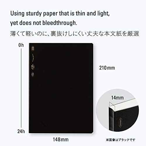 Nitoms SS1012 STALOGY Notebook, A5, Horizontal Ruled, 365 Days Notebook, Black