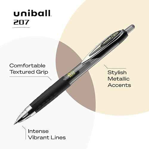 Uniball 207 Retractable Gel Pens, Ultra Micro Point (0.38mm), Black, 5 Pack