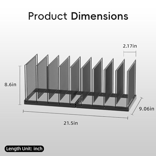 9-Section Desk File Organizer, Vertical File Holder, Mesh Desktop File Folder Metal File Organizer Stand for Office Home Classroom, Black, 2 Pack