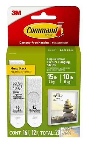 Command Picture Hanging Strips Variety Pack, 28 Pairs (56 Strips) White - 10 lb & 15 lb