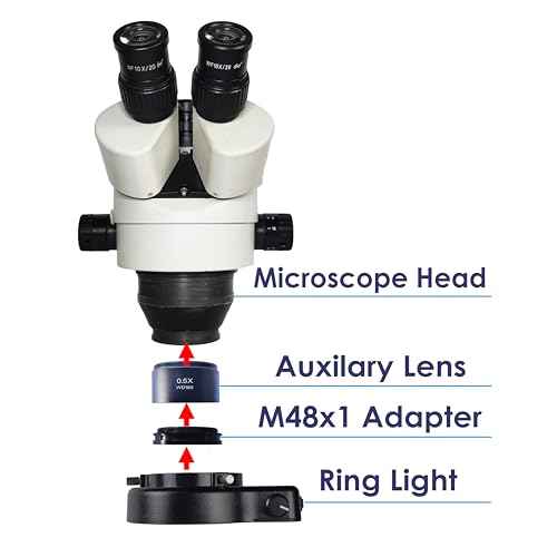 Microscope Ring Light Source 144 LED Adjustable Illuminator for Lab Stereo Microscope & Camera