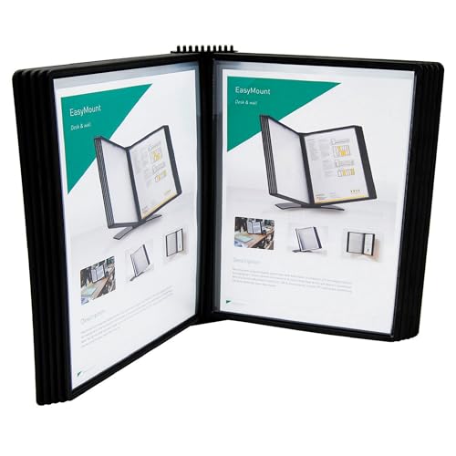 Tarifold DJOIS Wall Mount Reference and Display System ? 10 Double-Sided Letter Pockets ? 20 Sheet Capacity ? Durable ABS & Metal ? Easy-Load ? Black (EZW771)
