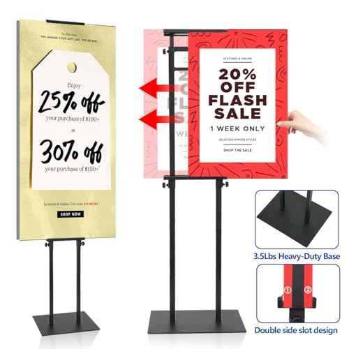 Poster Stand - Poster Board Stand for Display, Heavy Duty Floor Standing Sign Holder with Non-Slip Base, Adjustable Poster Stand Height Up to 78 inch, Double-Sided for Board & Foam Sign (1 Pack)