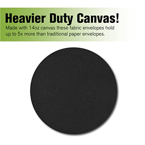 Large Canvas Interoffice Mailer Bag - Black, 14W x 11H - Secure Zipper & Grommet
