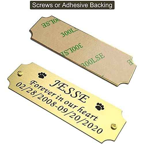 3" W x 1" H Personalized Custom Engraved Brushed Gold Solid Brass Plate Frame Name Label Art Tag for Frames with Adhesive Backing or Screws (Brass)