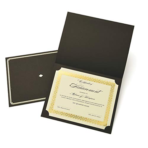 Gartner Studios Certificate Kit, 60 Black Certificate Holders and 60 Gold Foil Certificate Papers, Gold Foil Certificates and Black Certificate Holders Kit (54514)