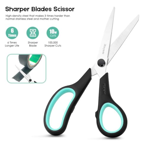 iBayam 8.5-Inch Heavy Duty All Purpose Scissors 3-Pack - Red, Green, Blue