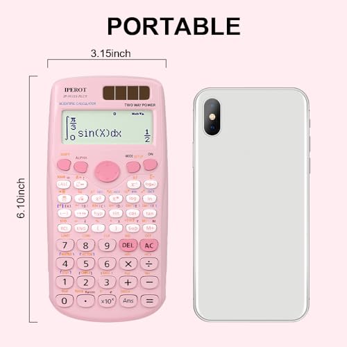 IPEROT Pink Solar Scientific Calculator 417 Functions - Dual Power