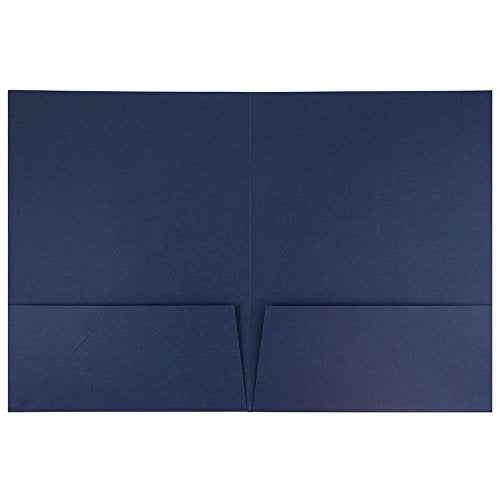 JAM PAPER Two Pocket Textured Linen Presentation Folders - Letter Size Business Folder - Navy Blue - Bulk 25/Pack
