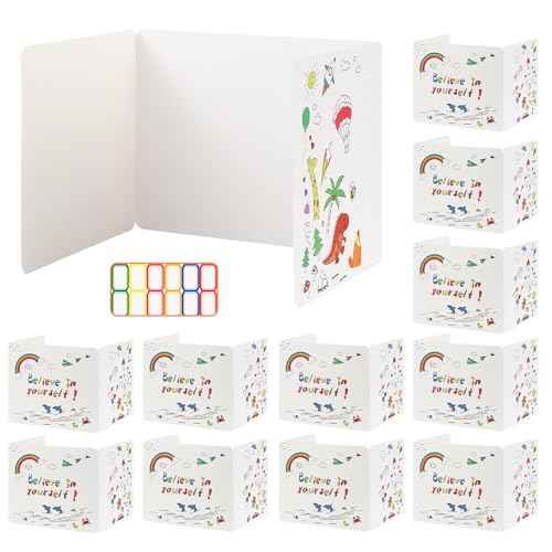 Privacy Boards for Student, 12 Pcs Desk Dividers for Students, Cardboard Privacy Folders, Privacy Shield Folder Boards, Classroom Divider Shield for School Teachers Home (Believe in Yourself)
