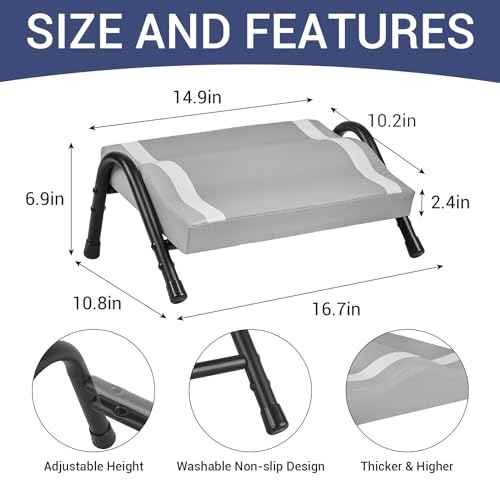 Foot Rest for Under Desk at Work,Ergonomic Foot Rest for Office Use, Heights,Relieving Pain in Lower Back, Hip, Knee (Grey)