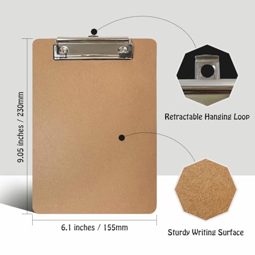 Uzant 16 Pack Mini Clipboards 6x9 inch - Wooden Memo Boards with Low Profile Clip, Hanging Loop