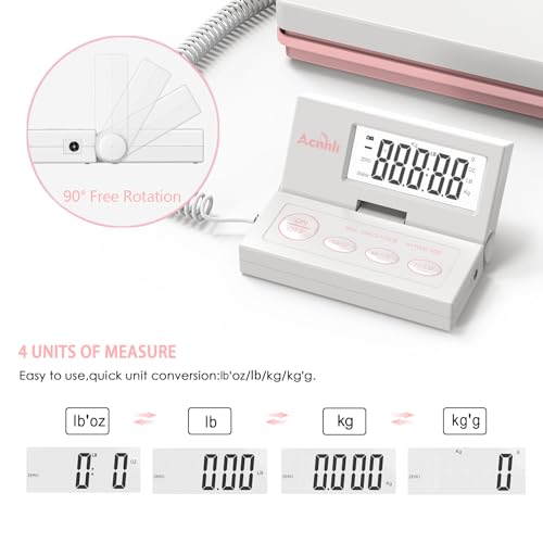 Postal Scales for Shipping, 110LB(50KG) Scale for Package, Three Functions: Tare,Mode and Hold, Individual Flexible Panel,with Manual and Adapter