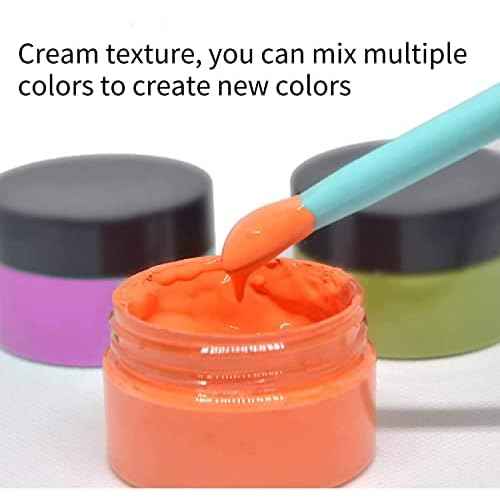 DGAGA 12PCS Chalk Paste with Mini Squeegees,Screen Printing Ink,Chalk Paste Paint for Stencils,Self Adhesive Silk Screen Stencils Paste Starter Kit,Chalkboard Paint for Craft DIY Home Art 50g/Jar