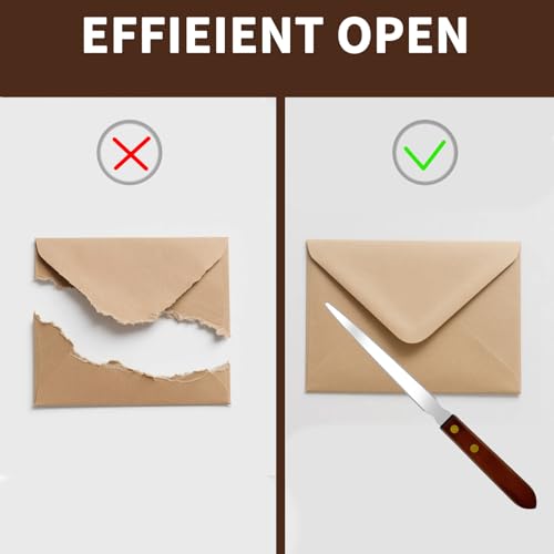 2Pcs Stainless Steel Letter Openers with Wood Handles - Office & Home Mail Slitter (Variation 2)
