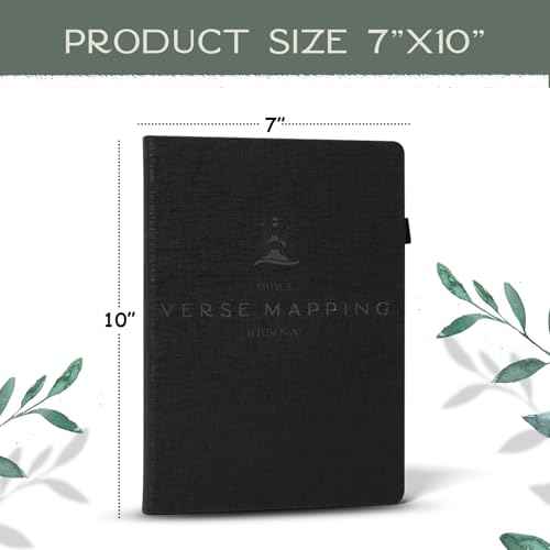 Graceful By Design Bible Verse Mapping Journal - Vegan Leather - Premium Bible Study Journaling Kit (Midnight Black)