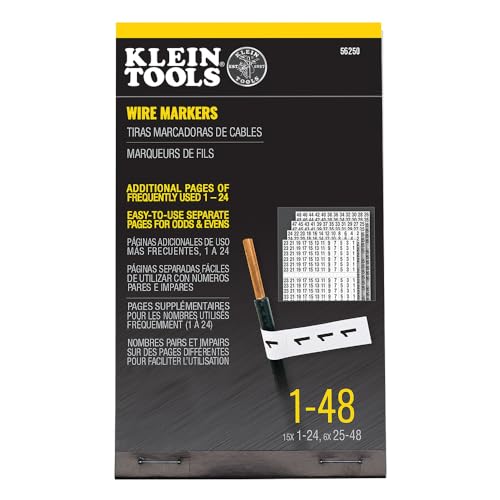 Klein Tools Wire Marker Book for Cable Management - Numbered 1-48, Pack of 1