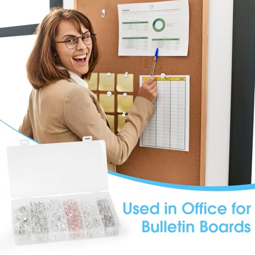 Okxiri 290 Pcs Push Pins Assorted 6-Style Thumb Tacks Set with Clear Variation