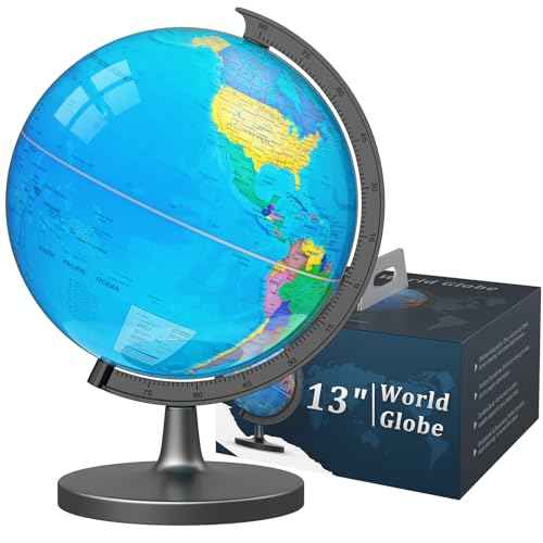 13" Globe for Children & Adults, Interactive World Globe for Kids with Stable Heavy Metal Base, HD Waterproof & Writable Surface, Educational STEM Learning Toy, Classroom Teaching Gift