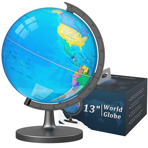 Voxelure 13-Inch Kids & Adults Globe with Heavy Metal Stable Base - Educational World Globe