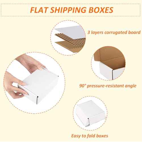 HORLIMER 6x4x2 inches Shipping Boxes Set of 75, White Corrugated Cardboard Box Literature Mailer