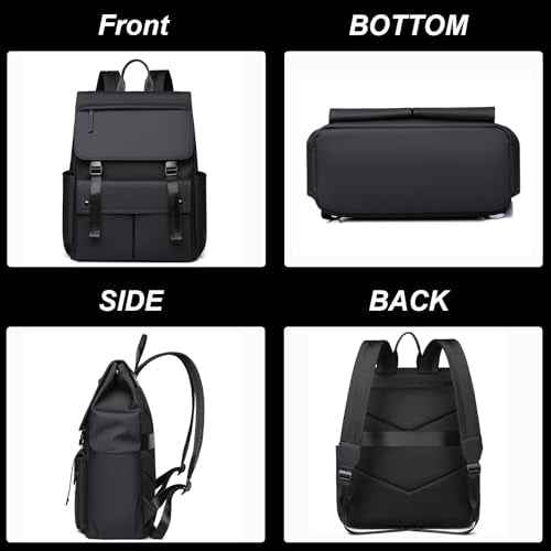 EURYNOME Business Backpack for 15.6/16 Inch Laptops,Max 16.7",Travel Bag Men Women, Water-Resistant Lightweight Office Hiking(Black)