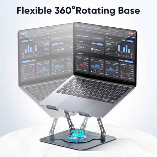 Laptop Stand, 360¡Æ Rotating Foldable Adjustable Computer Stand for 8 to 17.3 inches Laptop & Tablet, Carbon Steel, 45LB Capacity, Anti-Slip, Ergonomic Design (Starry Gray)