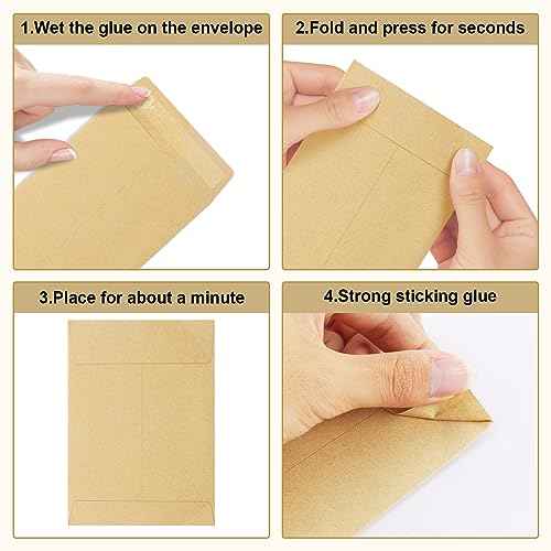100 Pack Coin Envelopes 3.23"¡¿4.53",Brown Kraft Small Envelopes,Fully sealed seed envelope£¬Kraft Small Coin Envelopes,Seed Envelopes, Mini Envelopes for Office, Home, School
