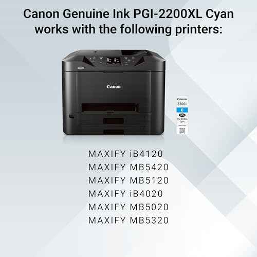 Canon PGI-2200XL Genuine Cyan Ink Tank, Compatible with IB4120, MB5420, MB5120, IB4020, MB5020, and MB5320 (Optional) Printers