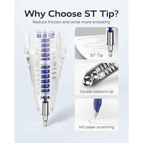 12 Pack Blue Gel Pens, Quick Dry Blue Ink Pen, 0.5mm Fine Point Retractable Smooth Writing Pens for Journaling, Writing, Business Gel Pen for Office School & Home Supplies(Blue)