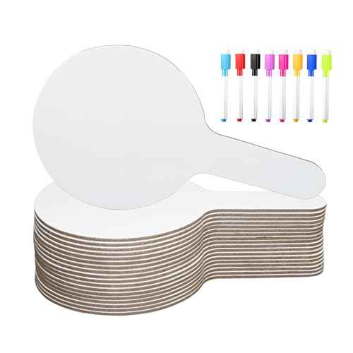 33Pcs Dry Erase Answer Paddles with Markers Thickened Handheld Double Sided Paddles Mini White Boards Small Dry Erase Signs Auction Paddles for Students Classroom Bidding Voting Games