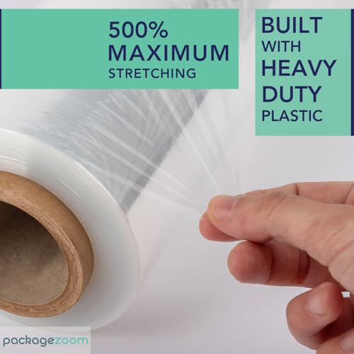 PackageZoom 4 Rolls Clear Stretch Wrap Film 18" x 1500 ft Heavy Duty Packing