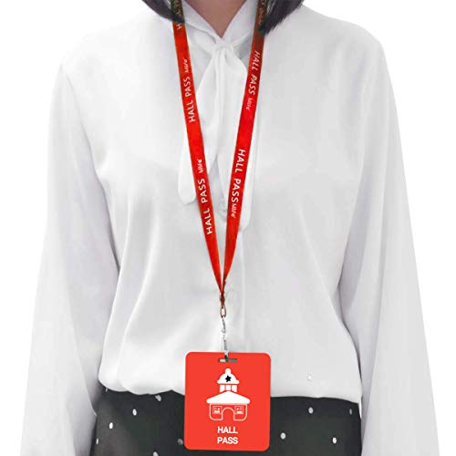 6 Pack Unbreakable PVC School Hall Passes with Lanyards for Teachers & Students