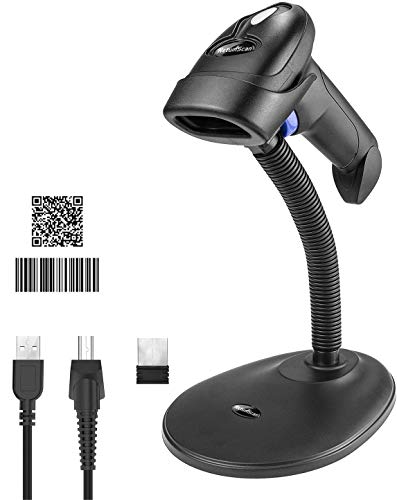 NetumScan Wireless 1D 2D Barcode Scanner with Stand - Handheld, USB & Wireless