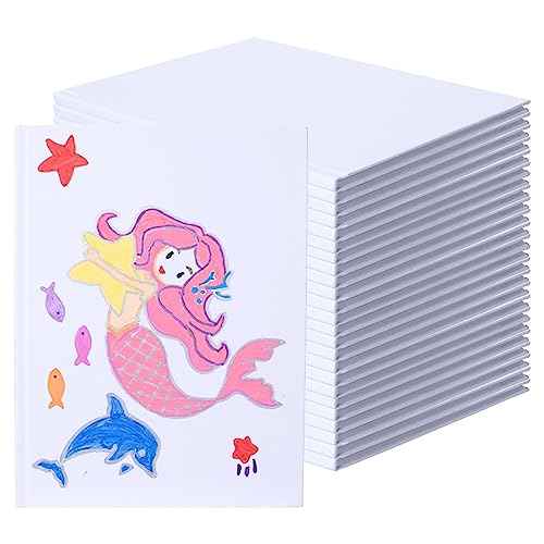 24 Count Blank Hardcover Books for Kids to Write Stories 6x8 inch Hardcover Blank Sketchbooks Journal -Unlined Page Make Your Own Book for Christmas Gifts (18 Sheets / 36 Pages, White)